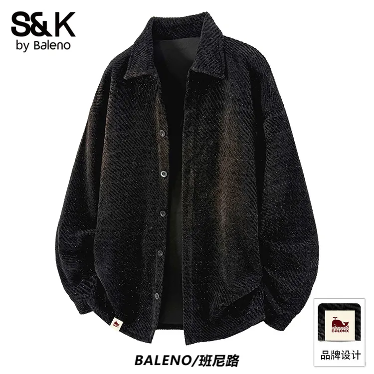 班尼路S&K美式夹克外套男士秋冬季新款宽松休闲开衫上衣加绒厚款