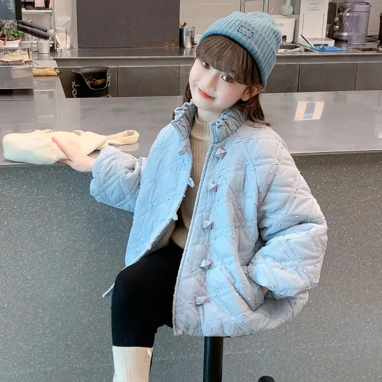 女童外套秋冬装2025新款洋气女大童加绒加厚棉服儿童冬季韩版棉袄