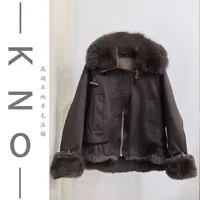 【KNO】 秋冬新款两色动物毛鹅服羽绒服时尚百搭
