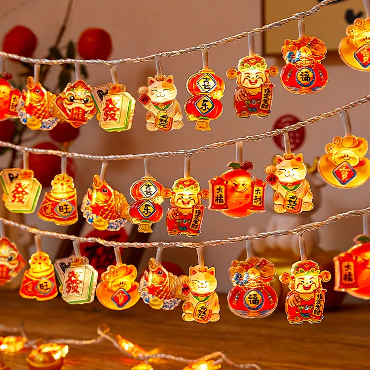 新年装饰灯福字彩灯灯串挂件马年户外店铺橱窗装扮布置节日氛围灯