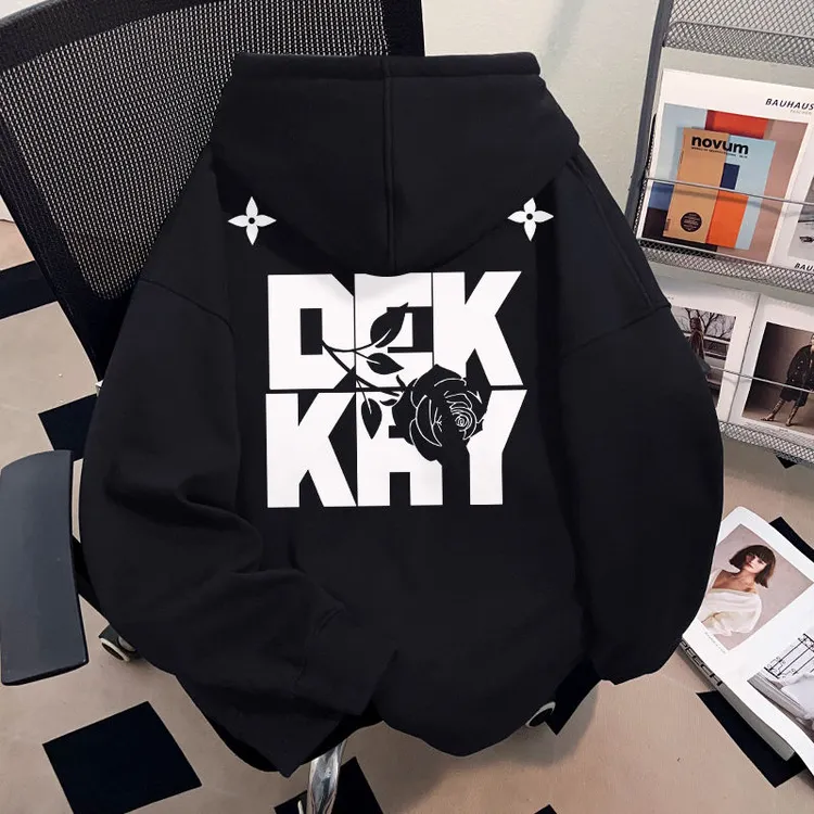 美式街头设计感潮酷重磅连帽卫衣男2025秋冬字母慵懒vibe风青少年