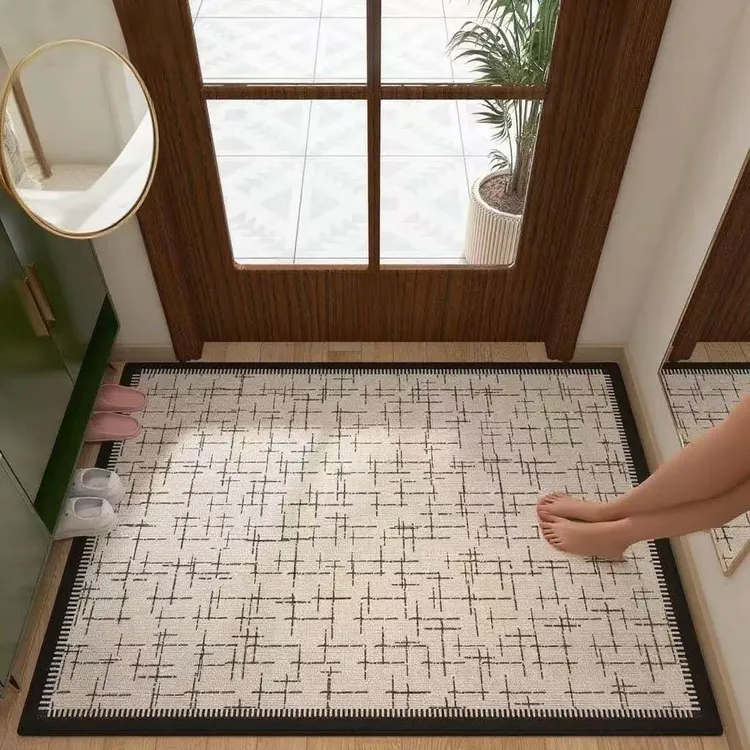千鸟格小香风硅藻泥地垫浴室门口速干吸水垫卫生间入户门防滑脚垫