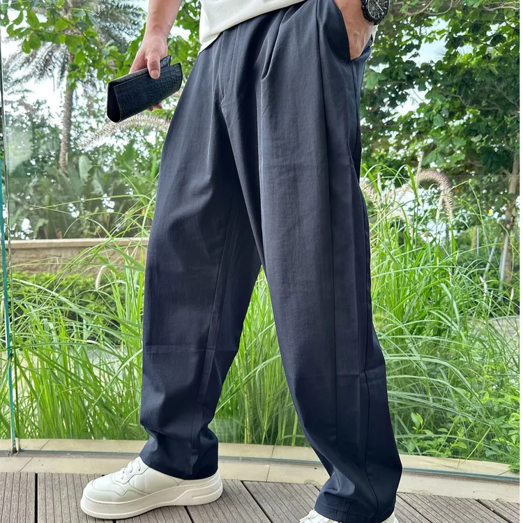 DIKALO FERRE/迪卡里奥 费雷D52XX693男士夏季新款亚麻纯色休闲裤