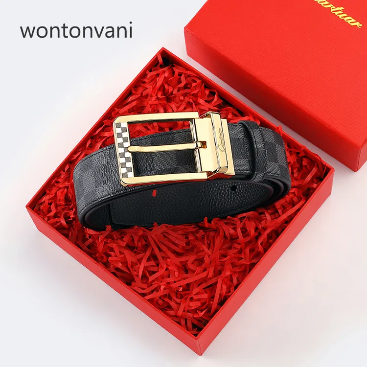 wontonvani【经典款】轻奢男士裤腰带高档针扣皮带真皮腰带时尚百搭