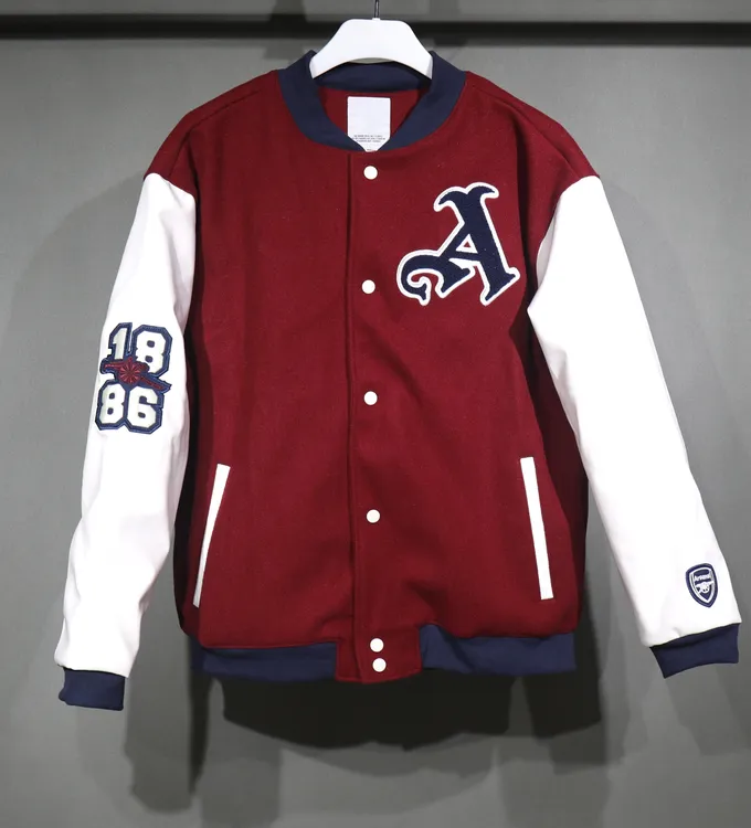 高品质阿森纳棒球服夹克刺绣足球长袖冬季棒球服冬季加绒加厚
