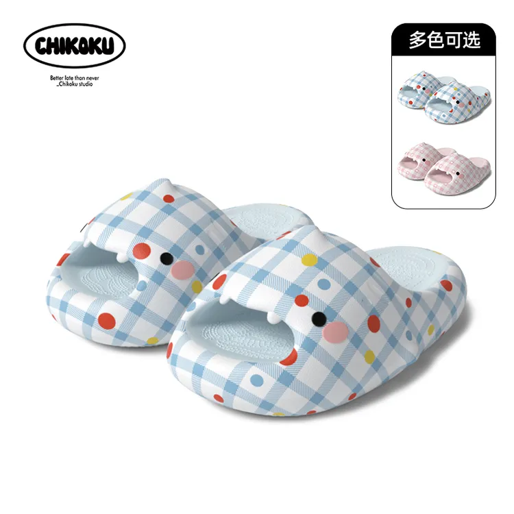 chikoku可爱小萌鲨拖鞋女夏外穿家居厚底防滑情侣鲨鱼凉拖鞋36-45