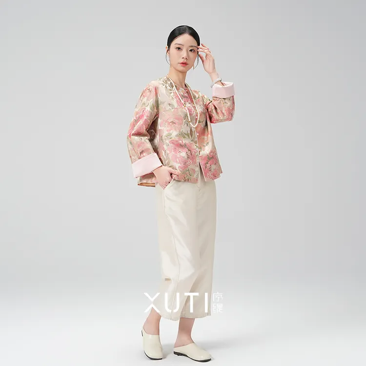 『春信至』新款春夏国风新中式女装宋锦桑蚕丝上衣H127-9786