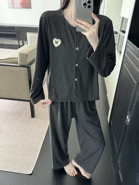 秋冬阳离子绒三件套吊带睡衣女高级感长袖长裤带胸垫可外穿家居服