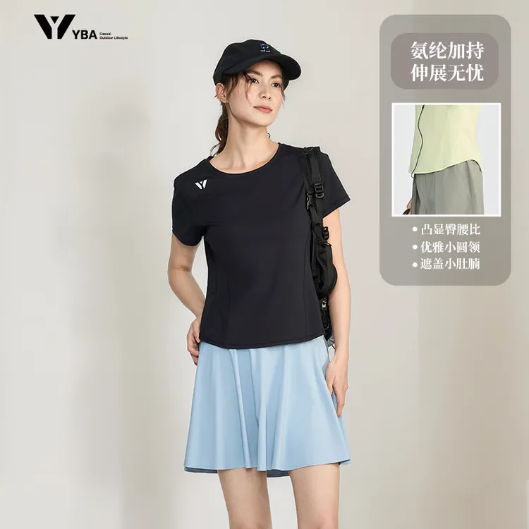 欧若风春上新女士防晒科技运动T恤户外休闲氨纶短款圆领Y251T1016