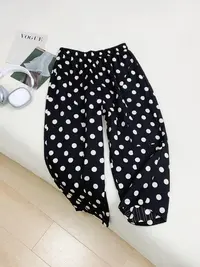 韩版简洋气约波点九分裤百搭减龄显瘦裤子女LK81914