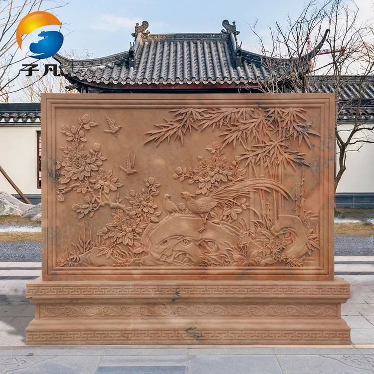 子凡石雕影壁墙迎门石照壁青石浮雕福字镂空屏风墙别墅庭院摆件