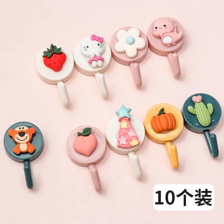 卡通挂钩强力粘胶钩子无痕可爱贴钩免打孔墙壁粘钩门后衣服挂衣钩