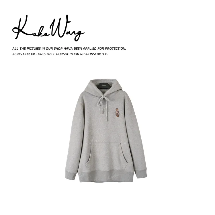KOKO WANG秋冬高级感前刺绣卡通图案时尚百搭连帽卫衣N2445L06T42