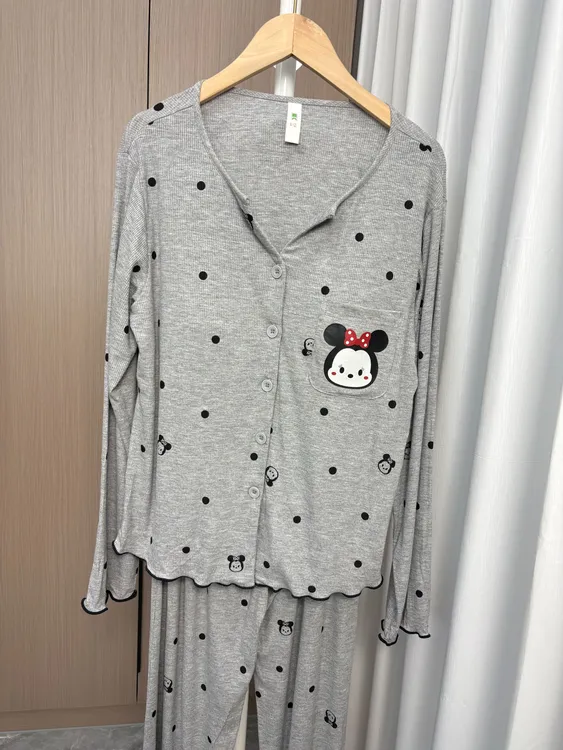 新款莫代尔睡衣女休季长款套装带胸垫可外穿休闲家居服