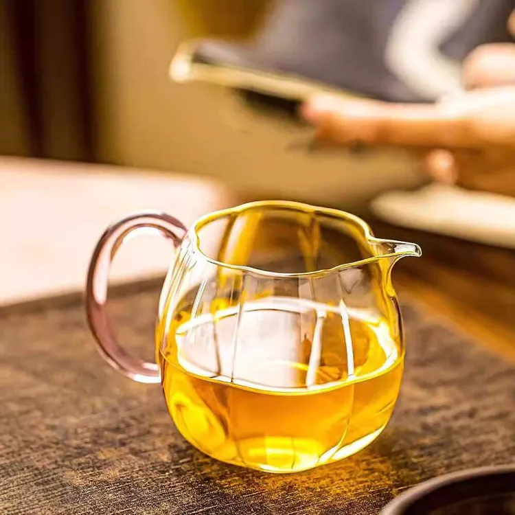 新款透明耐热玻璃公道杯高档茶海紫把玻璃公杯分茶器功夫茶具280c