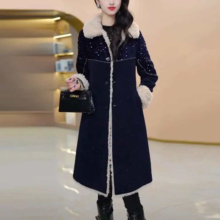 雪尼尔绒双面穿法式加绒加厚外套女2025冬季新款高贵时尚保暖大衣