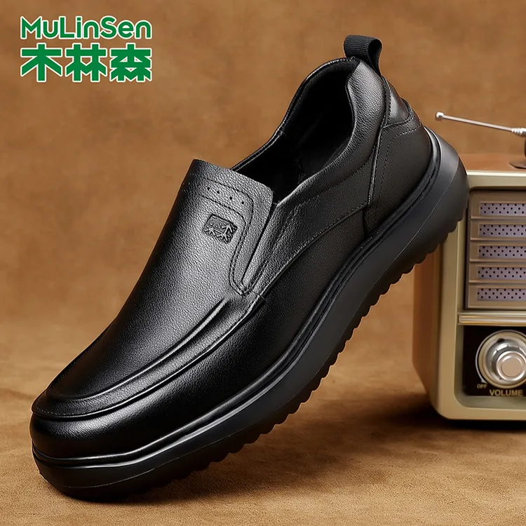 木林森皮鞋男士2025新款秋季商务正装开车休闲一脚蹬爸爸乐福潮鞋