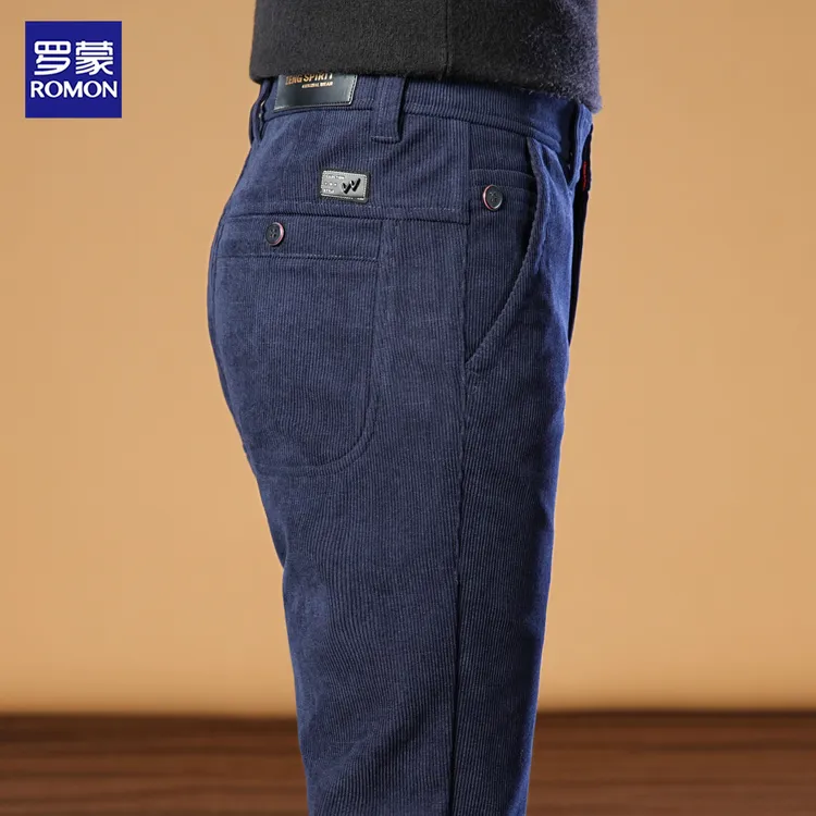 罗蒙高端秋冬季2026新款灯芯绒男士直筒宽松柔软商务弹力休闲长裤