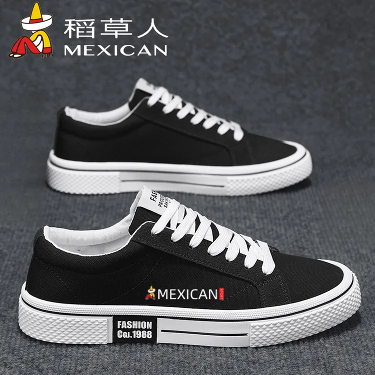 稻草人夏季帆布鞋男士干净感痞帅男鞋子男款爆款2025新款休闲板鞋