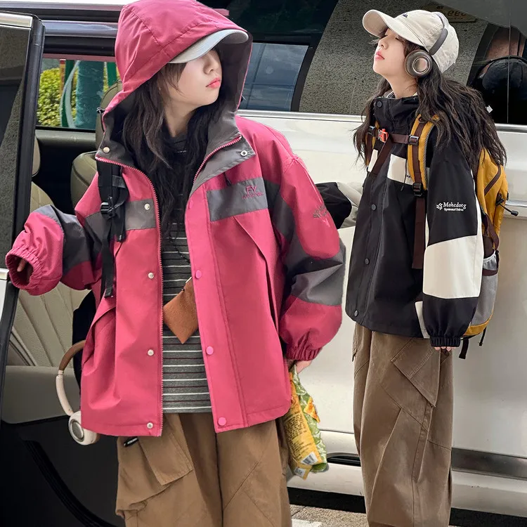 女童秋装外套2025秋季新款洋气休闲冲锋衣中大童6-12岁15夹克风衣
