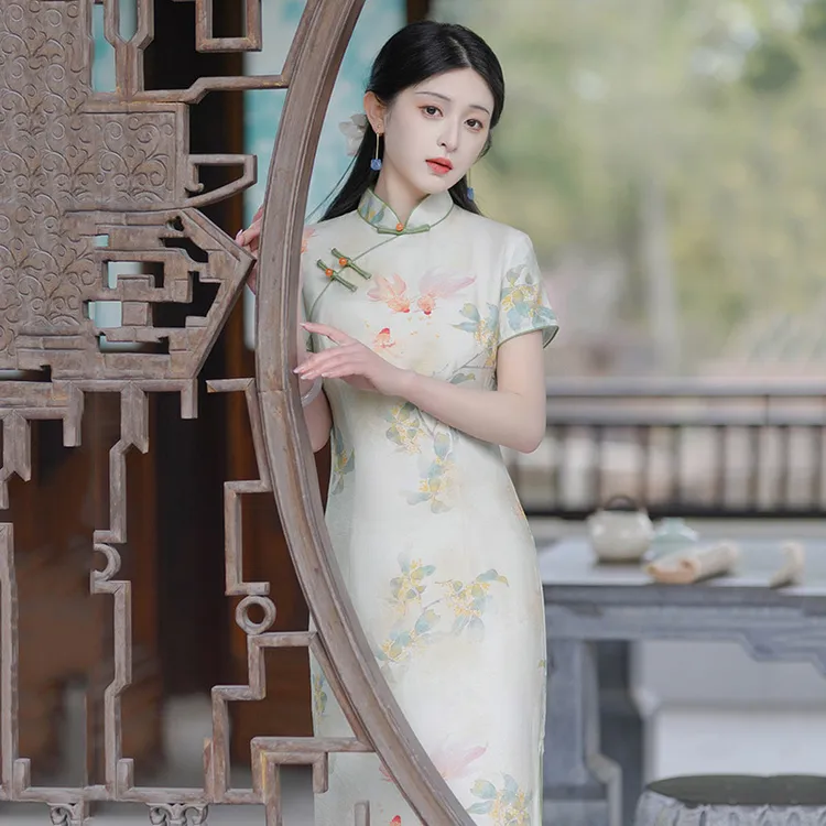 【古韵国风】锦鲤折桂送考中式改良旗袍2025新款年轻款女复古修身短