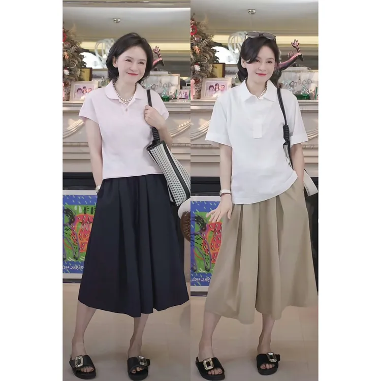 RuienCo. 三伏天裙裤 韩国进口零压凉感弹力松紧腰夏阔腿裤子