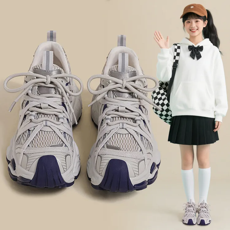 女童运动鞋2025春秋新款儿童女孩时尚单鞋子中大童学生软底老爹鞋