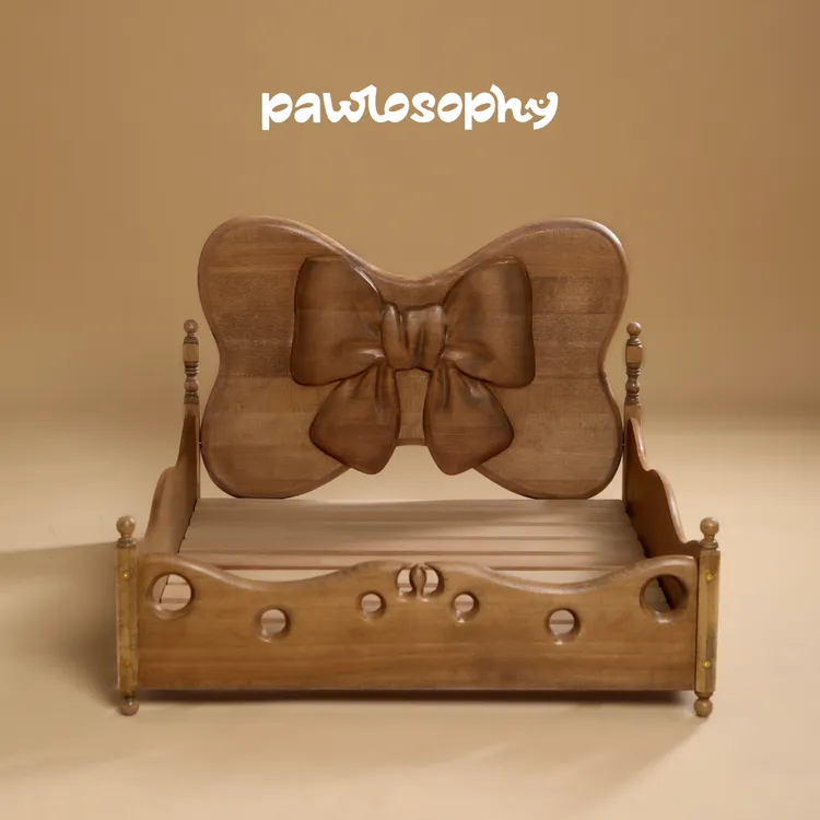 「蝶梦云栖」实木宠物床狗窝猫窝高端复古宠物窝中小型四季通用