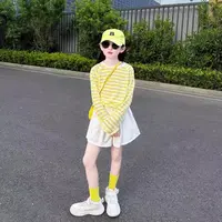 女童装夏装防蚊长袖薄款防晒衣套装2025新款中大童宽松上衣短裤潮
