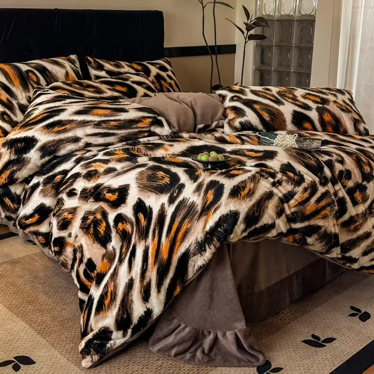 【拉萨发货】秋冬新款牛奶绒印花四件套保暖双面绒印花床裙四件套