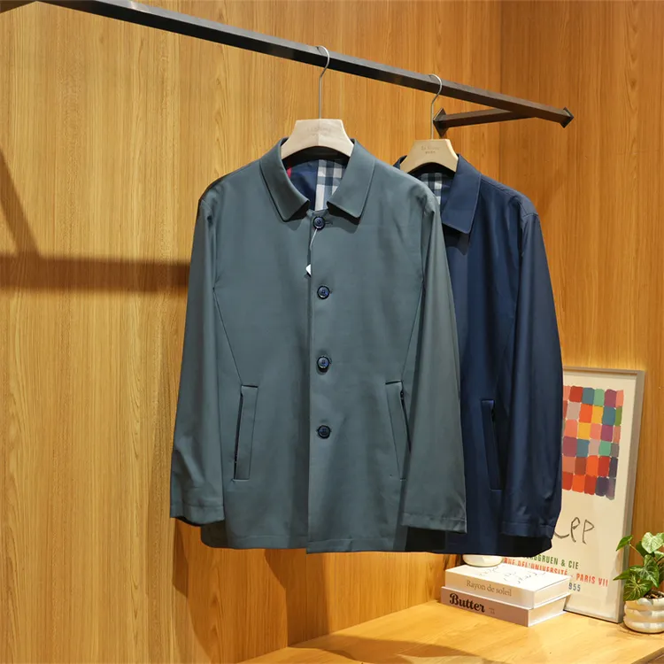 早秋季男士商务休闲翻领夹克中年通勤行政经典纽扣外套ZJ239-2113