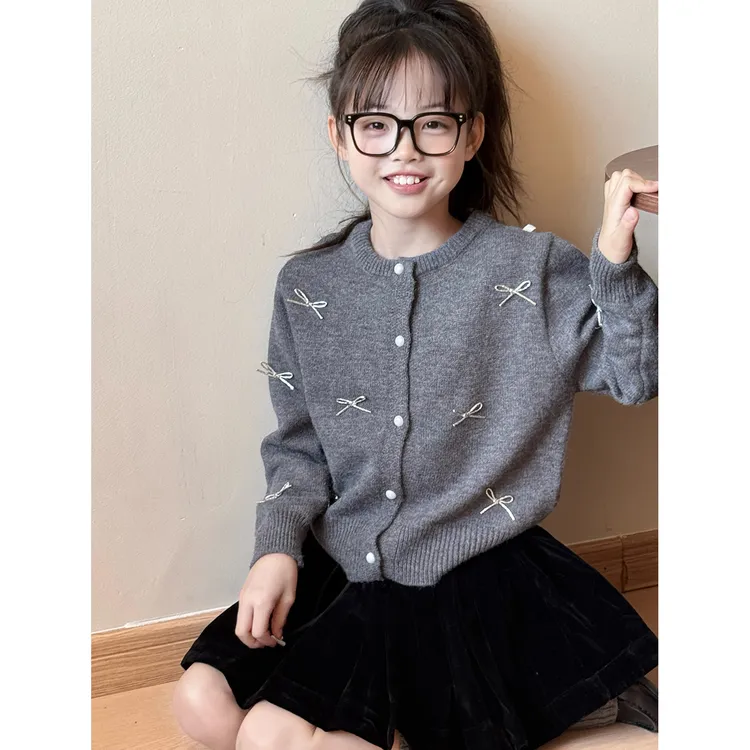 女童毛衣秋冬2025新款儿童洋气针织开衫外套女大童加厚超好看上衣