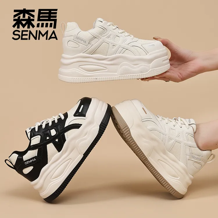 SENMA/森马女鞋春秋新款厚底增高小个子休闲舒适女鞋小白鞋板鞋潮