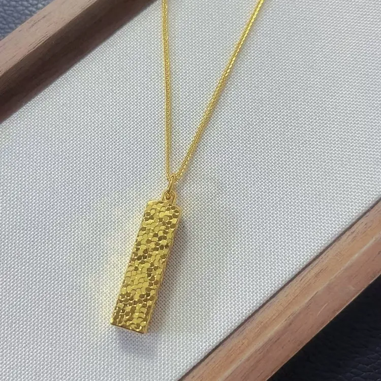 铜合金项链 四方来财小金条龙鳞项链