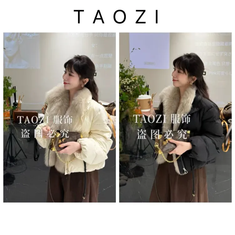 桃子自制 11003【谁穿谁美】高端狐狸毛90绒加厚羽绒服外套