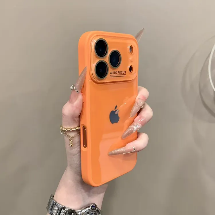 高颜值爱玛橙大视窗适用iPhone17pro手机壳16promax全包15/14防摔