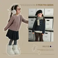 utouto大耳象女童扣纯色毛衣开衫2025冬季新款厚针织上衣2307059