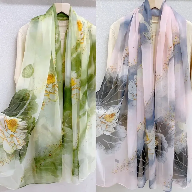 新款优柔纱两色可选【步步生莲】125*180四季通用百搭沙滩巾