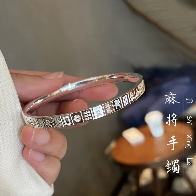 足银玻璃手镯 国粹手镯手环女十三幺镯子送女友碎冰冰实心国粹