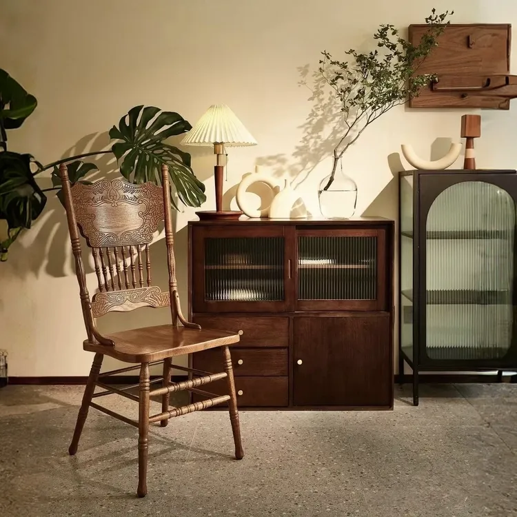 中古温莎法式贵族实木餐椅美式复古客厅餐厅椅子设计师款靠背椅子