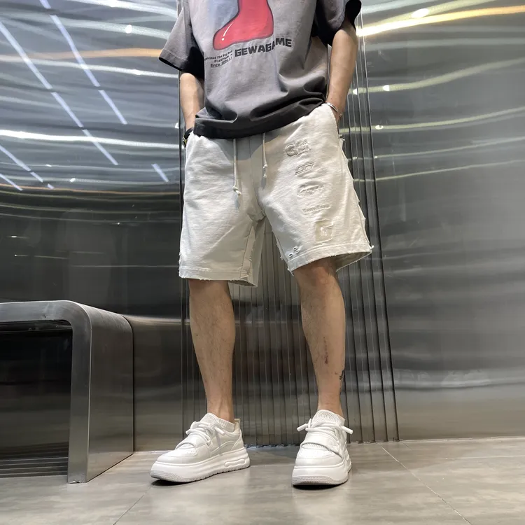 夏季新款纯棉针织运动刺绣百搭短裤男款时尚宽松潮流直筒男士休闲