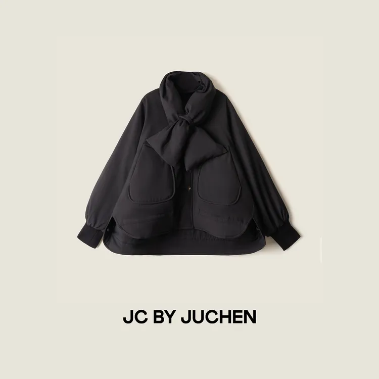 黑标线“北境挽歌”围巾款高蓬鹅绒保暖秋冬外套FW114005-149