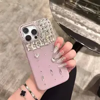 高奢款感紫皮纹水晶钻适用于苹果iPhone16promax手机壳15高级感14