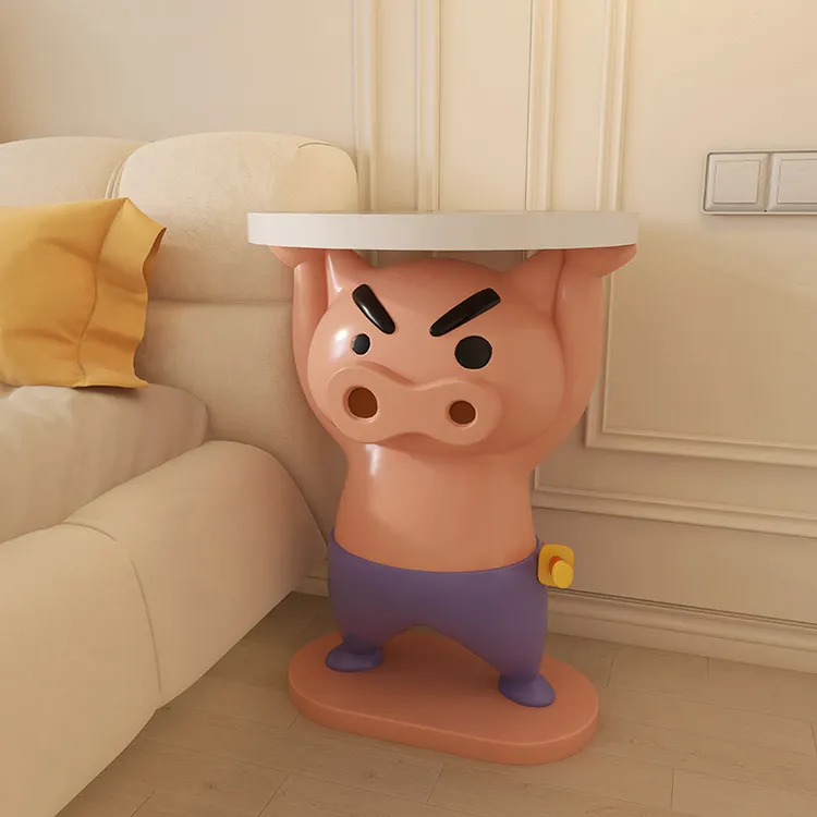 蜡笔小新肥嘟嘟左卫门大型客厅电视柜沙发旁边落地托盘装饰品摆件