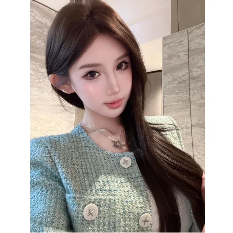 【现货】YIYI SOLO【柏林的早晨】定制款浅湖蓝小香外套 MQA2557-1