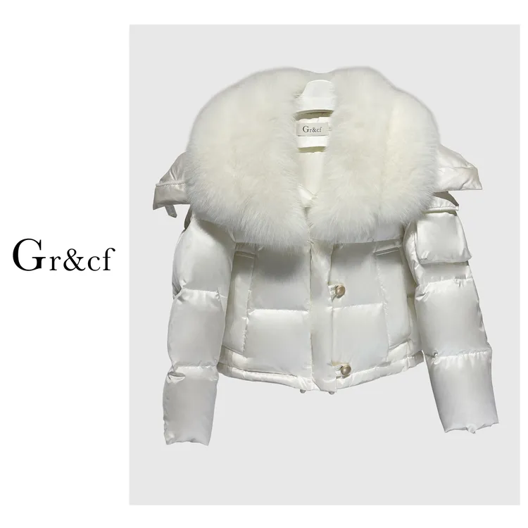 GR&CF/歌瑞丝芬663 设计师高奢品牌狐狸毛短款鹅绒服外套