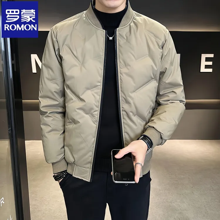 Romon/罗蒙商务轻薄羽绒服男士冬季短款保暖时尚帅气立领夹克外套