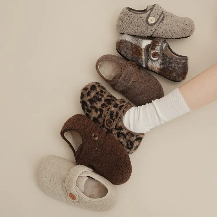 2025秋冬新款魔术贴面包鞋玛丽珍毛毛鞋女外穿加绒保暖单鞋勃肯鞋