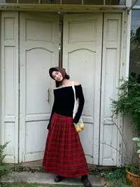 秋屿moment 自制 秋季百搭一字肩针织上衣