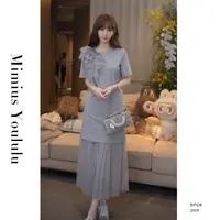 【mimius】喵喵 欧若风网纱拼接休闲T恤裙+一片式网纱半裙 G04593